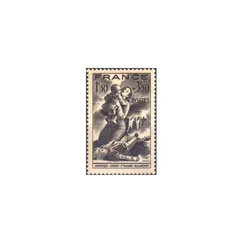 1 عدد تمبر خیریه - صندوق امداد ملی - فرانسه 1943