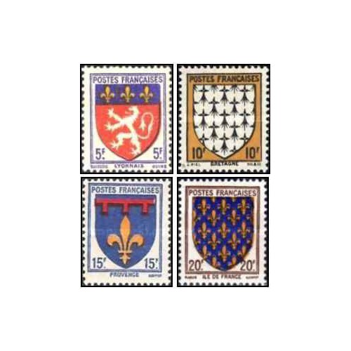 4 عدد تمبر نشانهای ملی - فرانسه 1943
