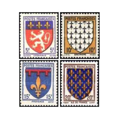4 عدد تمبر نشانهای ملی - فرانسه 1943