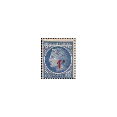 1 عدد  تمبر سری پستی -سورشارژ 1 فرانک روی 1.3  - فرانسه 1947