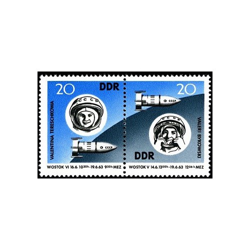 2 عدد  تمبر فضا - وستوک 5 و 6 - جمهوری دموکراتیک آلمان 1963