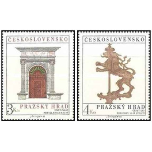 2 عدد  تمبر قلعه پراگ - چک اسلواکی 1980