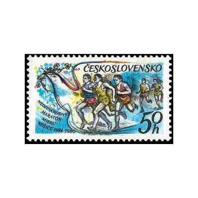 1 عدد  تمبر پنجاهمین ماراتن بین المللی صلح، کوزیته - چک اسلواکی 1980