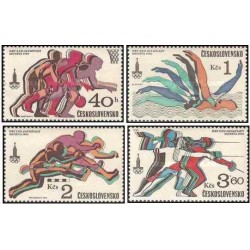 4 عدد  تمبر بازی های المپیک مسکو، اتحاد جماهیر شوروی - چک اسلواکی 1980