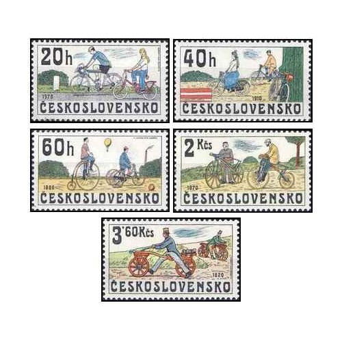 5 عدد  تمبر دوچرخه های تاریخی - چک اسلواکی 1979