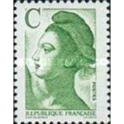 1 عدد  تمبر سری پستی - C سبز - Liberty - قیمت های جدید - فرانسه 1990