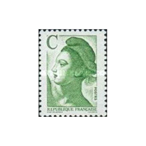 1 عدد  تمبر سری پستی - C سبز - Liberty - قیمت های جدید - فرانسه 1990