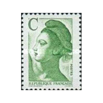 1 عدد  تمبر سری پستی - C سبز - Liberty - قیمت های جدید - فرانسه 1990