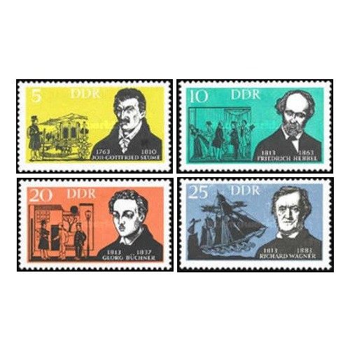 4 عدد  تمبر هنرمندان آلمانی - جمهوری دموکراتیک آلمان 1963