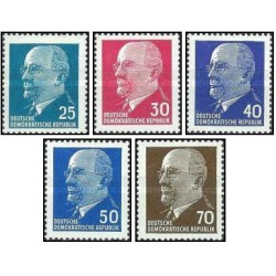 5 عدد  تمبر سری پستی - والتر اولبریخت - رقمهای جدید - جمهوری دموکراتیک آلمان 1963