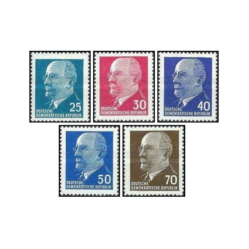 5 عدد تمبر سری پستی - والتر اولبریخت - رقمهای جدید - جمهوری دموکراتیک آلمان 1963 5 عدد تمبر سری پستی - والتر اولبریخت - رقمهای جدید - جمهوری دموکراتیک آلمان 1963