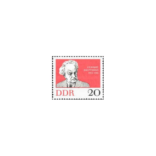 1 عدد  تمبر صدمین سالگرد تولد گرهارت هاپتمن - برنده نوبل ادبیات - جمهوری دموکراتیک آلمان 1962