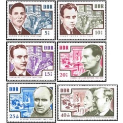 6 عدد  تمبر قهرمانان مقاومت - جمهوری دموکراتیک آلمان 1964