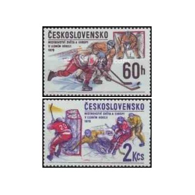 2 عدد  تمبر ورزشی - هاکی روی یخ - چک اسلواکی 1978