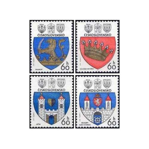 4 عدد  تمبر نشان های شهرهای چک اسلواکی  - چک اسلواکی 1977