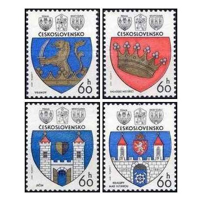 4 عدد  تمبر نشان های شهرهای چک اسلواکی  - چک اسلواکی 1977