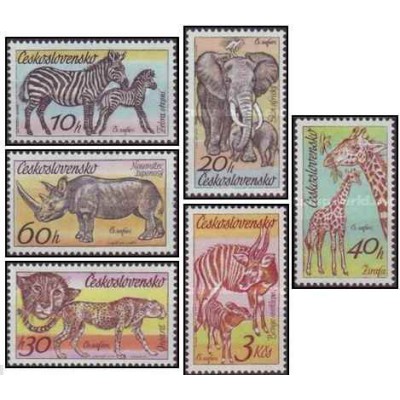 6 عدد  تمبر پارک حیات وحش Dvurkralove  - چک اسلواکی 1976
