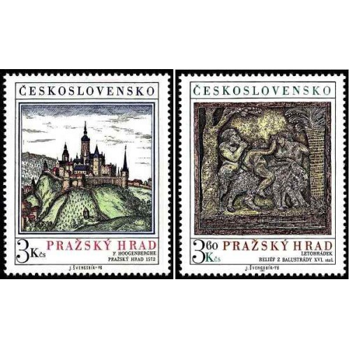 2 عدد  تمبر قلعه های پراگ - چک اسلواکی 1976