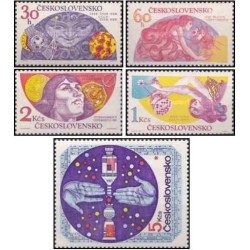 5 عدد  تمبر همکاری در تحقیقات فضائی  - چک اسلواکی 1975