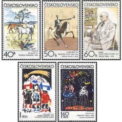 5 عدد  تمبر هنر گرافیک چک اسلواکی - تابلو نقاشی - چک اسلواکی 1972