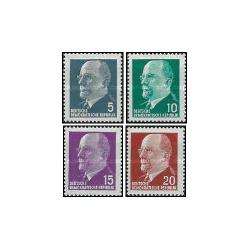 4 عدد  تمبر سری پستی - والتر اولبریخت - جمهوری دموکراتیک آلمان 1961