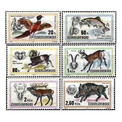 6 عدد  تمبر حیات وحش - نمایشگاه جهانی شکار - بوداپست - چک اسلواکی 1971