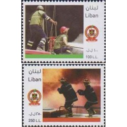 2 عدد تمبر دفاع مدنی - خدمات آتش نشانی - لبنان 2010