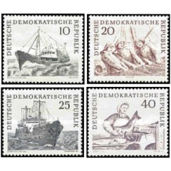 4 عدد  تمبر ماهیگیری  - جمهوری دموکراتیک آلمان 1961