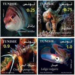 4 عدد تمبر زیست دریائی در تونس - تونس 2021