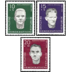 3 عدد  تمبر قهرمانان مقاومت  - جمهوری دموکراتیک آلمان 1960