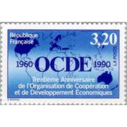 1 عدد تمبر سی امین سالگرد سازمان همکاری اقتصادی و توسعه - فرانسه 1990
