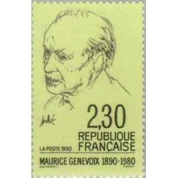 1 عدد تمبر صدمین سالگرد تولد موریس ژنووا - شاعر و نویسنده - فرانسه 1990
