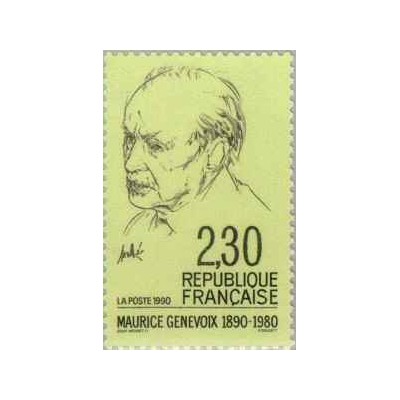 1 عدد تمبر صدمین سالگرد تولد موریس ژنووا - شاعر و نویسنده - فرانسه 1990