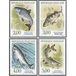 4 عدد تمبر ماهیهای آب شیرین - فرانسه 1990 قیمت 7.5 دلار