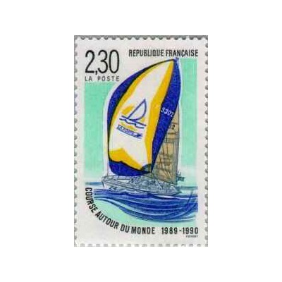 1 عدد تمبر مسابقات دور دنیا با قایقهای بادبانی - فرانسه 1990