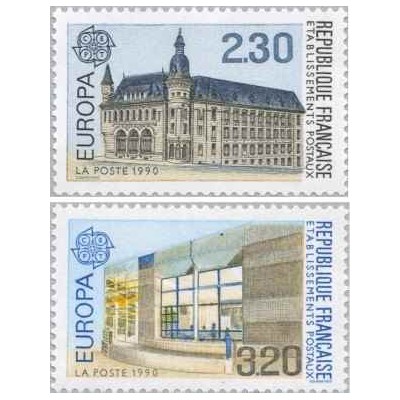 2 عدد تمبر مشترک اروپا - Europa Cept - ادارات پست - فرانسه 1990