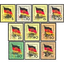 10 عدد  تمبر دهمین سالگرد  جمهوری دموکراتیک آلمان - جمهوری دموکراتیک آلمان 1959