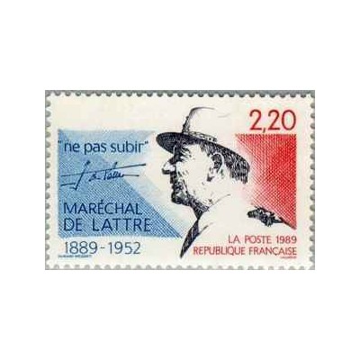 1 عدد تمبر صدمین سالگرد تولد مارشال دو لاتره - فرانسه 1989
