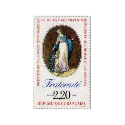 1 عدد تمبر دویستمین سالگرد انقلاب فرانسه - برادری - تابلو - فرانسه 1989