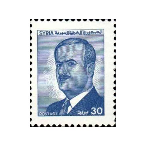 1 عدد  تمبر سری پستی - یادبود رئیس جمهور حافظ اسد - 30 - سوریه 1986