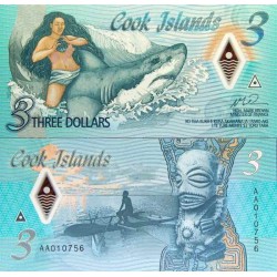 اسکناس پلیمر 3 دلار - جزایر کوک 2021