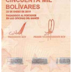 اسکناس 50000 بولیوار - ونزوئلا 2019 تاریخ 22.01.2019 نخ امنیتی عریض