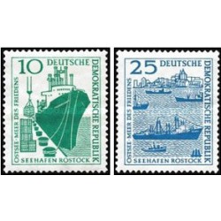 2 عدد  تمبر  بندر روستوک- جمهوری دموکراتیک آلمان 1958
