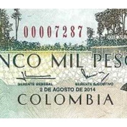 اسکناس 5000 پزو - کلمبیا 2014 تاریخ 2 آگوست 2014