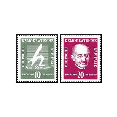 2 عدد  تمبر صدمین سالگرد تولد ماکس پلانک - فیزیکدان - جمهوری دموکراتیک آلمان 1958