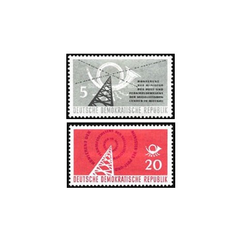 2 عدد  تمبر کنفرانس پست در مسکو - جمهوری دموکراتیک آلمان 1958