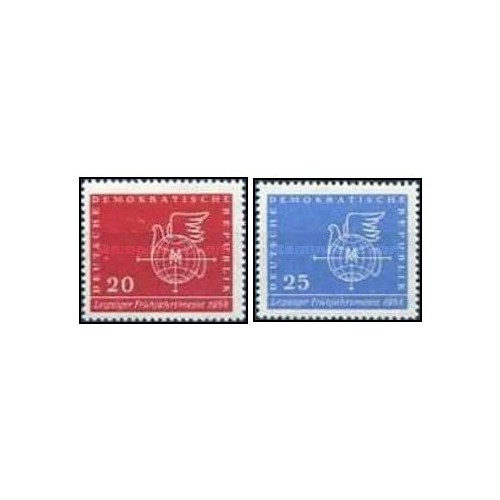 2 عدد  تمبر نمایشگاه بهاره لایپزیگ - جمهوری دموکراتیک آلمان 1958