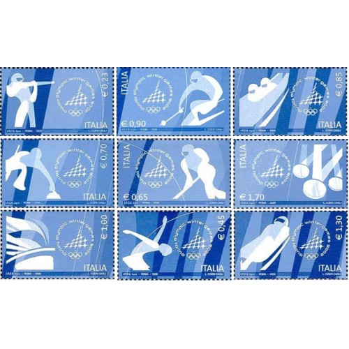 9 عدد تمبر  بازیهای المپیک زمستانی تورین ایتالیا - ایتالیا 2006 ارزش روز تمبر 7.5 یورو