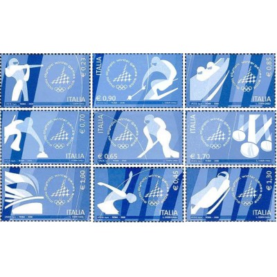 9 عدد تمبر  بازیهای المپیک زمستانی تورین ایتالیا - ایتالیا 2006 ارزش روز تمبر 7.5 یورو