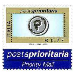 1 عدد تمبر  سری پستی - پست حق تقدم - خودچسب - 0.77 یورو - ایتالیا 2002